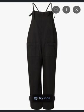 MANGO Black Wide-Leg Denim Overalls